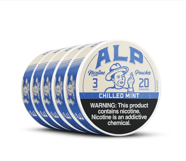 this is a photo of alp nicotine pouches 3mg chilled mint flavor