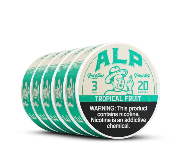 this is a photo of alp nicotine pouches 3mg tropical fruit flavor